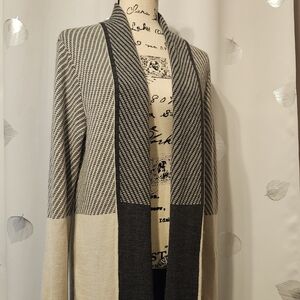 Cato Black and Cream Women's Cardigan Sweater Color Block